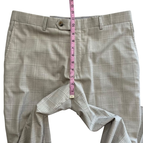 Hart Schaffner Marx Suit Mens 40 Reg New York Fit Cream/Beige Windowpane $795 - Picture 12 of 16